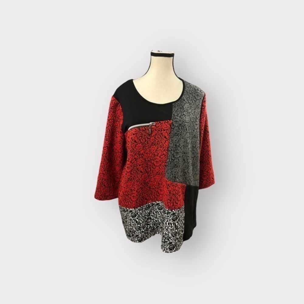 Women’s 1X Colorblock 3/4 Sleeve Sweater Top